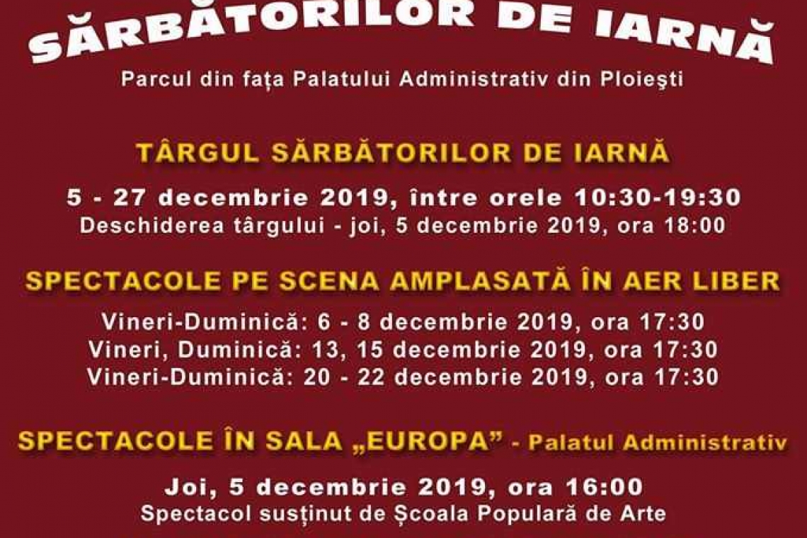 În Ajun de Moș Nicolae se deschide la Ploiești Târgul ”Magia Sărbătorilor de Iarnă”